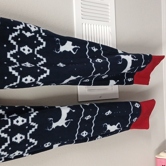 TIPSY ELVES Blue Reindeer Fleece Hooded One Piece Jumpsuit Pajamas Men's Small - Picture 4 of 9